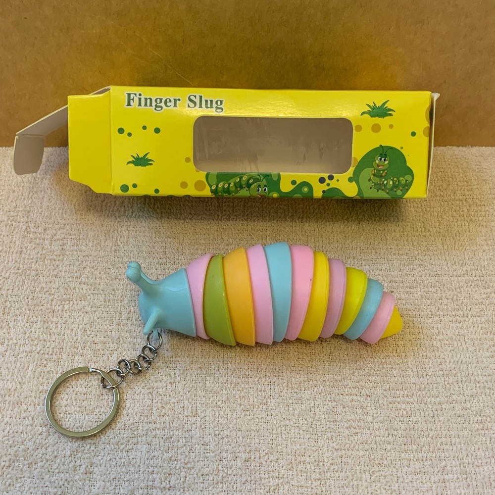 Finger Slug Decompression Toy Fidget Keychain Emotion Reliever